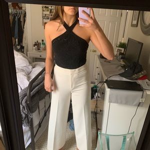 Free people black cross neck top